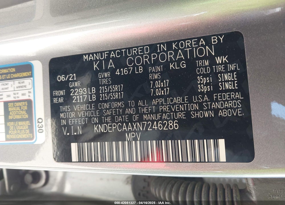 2022 KIA SELTOS LX VIN: KNDEPCAAXN7246286