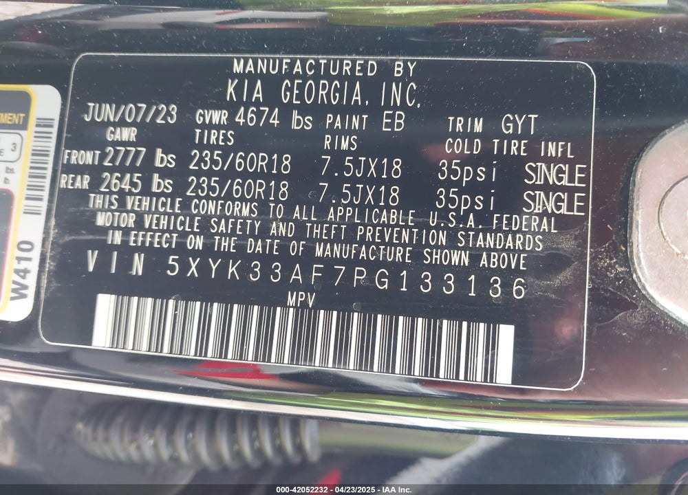 2023 KIA SPORTAGE EX VIN: 5XYK33AF7PG133136