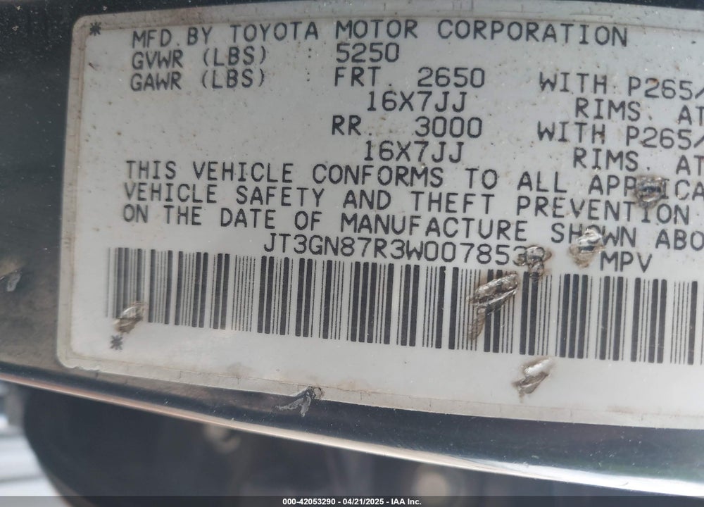1998 TOYOTA 4RUNNER SR5 V6 LIMITED VIN: JT3GN87R3W0078532