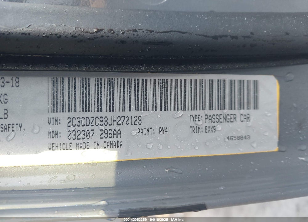 2018 DODGE CHALLENGER VIN: 2C3CDZC93JH270129