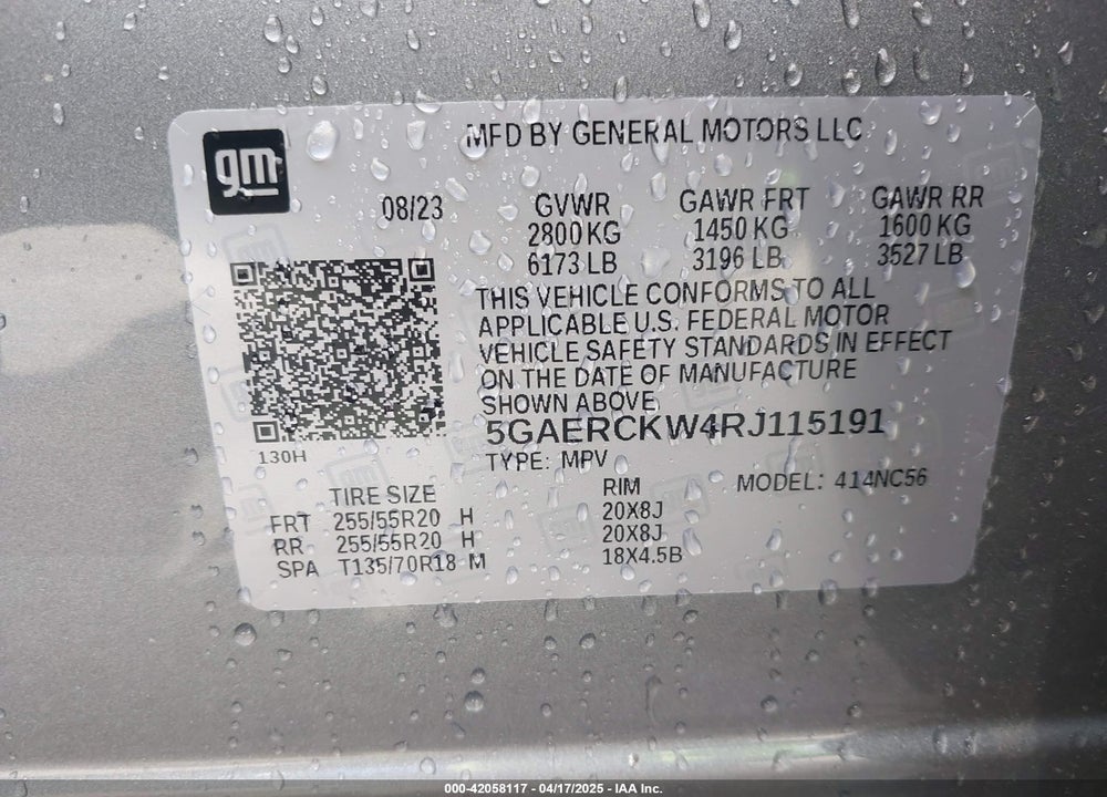 2024 BUICK ENCLAVE PREMIUM FWD VIN: 5GAERCKW4RJ115191