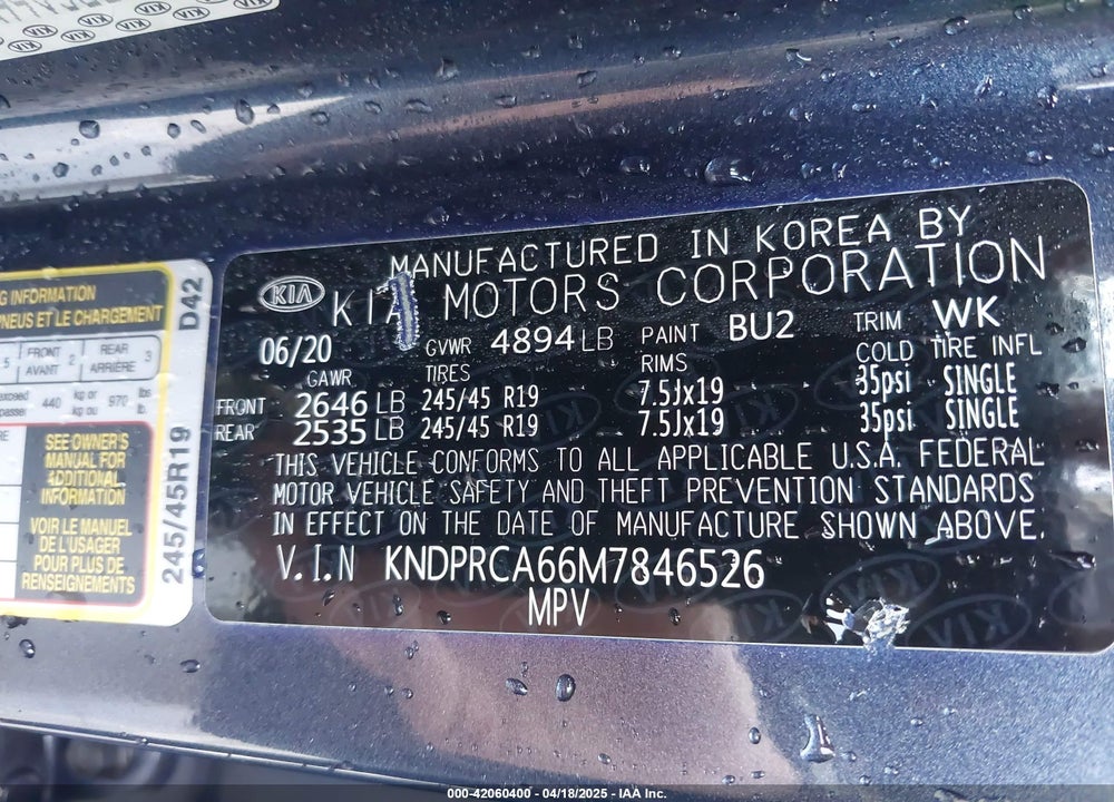 2021 KIA SPORTAGE VIN: KNDPRCA66M7846526