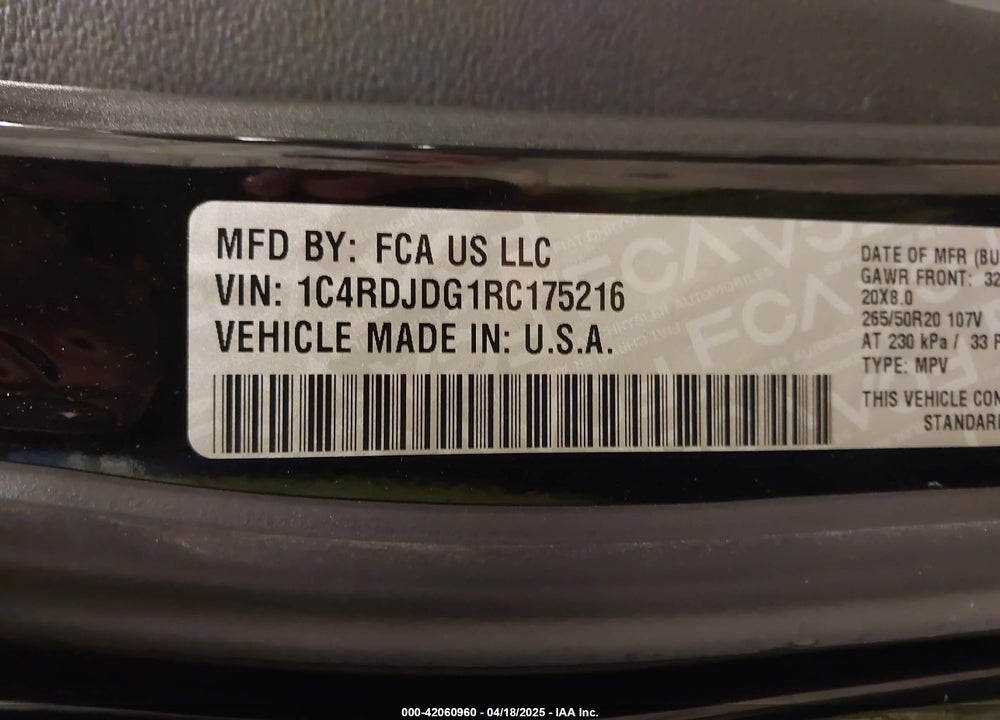 2024 DODGE DURANGO GT PLUS AWD VIN: 1C4RDJDG1RC175216