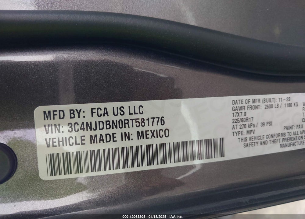 2024 JEEP COMPASS VIN: 3C4NJDBN0RT581776
