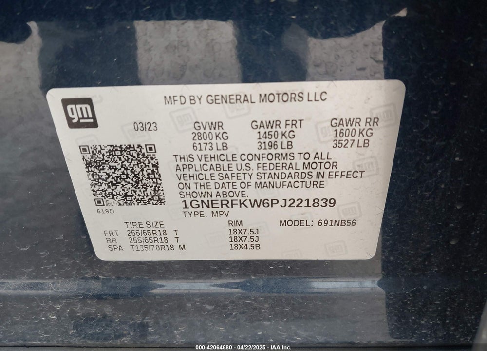 2023 CHEVROLET TRAVERSE FWD LS VIN: 1GNERFKW6PJ221839