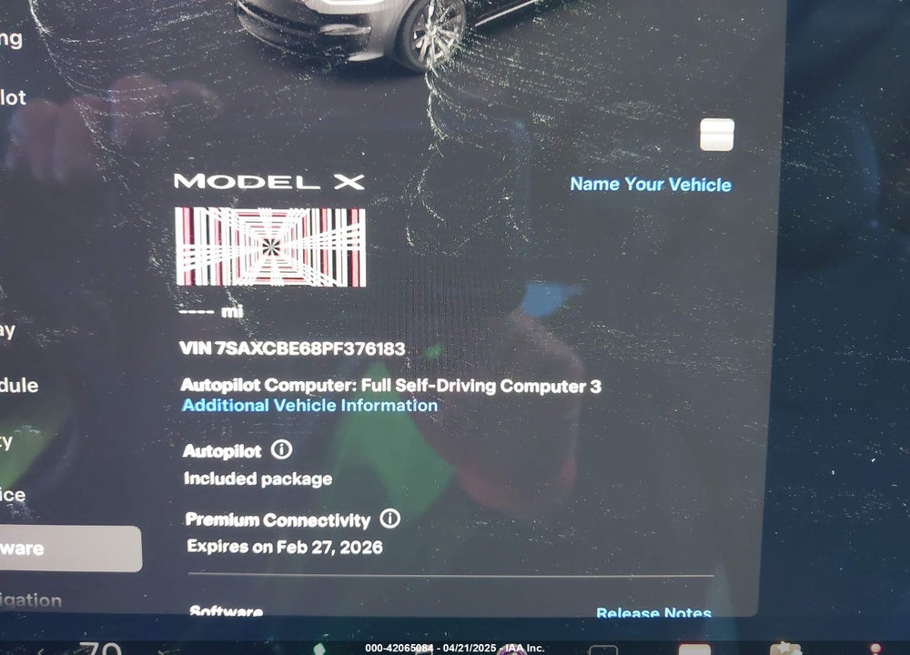 2023 TESLA MODEL X VIN: 7SAXCBE68PF376183