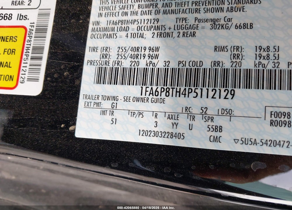 2023 FORD MUSTANG ECOBOOST PREMIUM FASTBACK VIN: 1FA6P8TH4P5112129