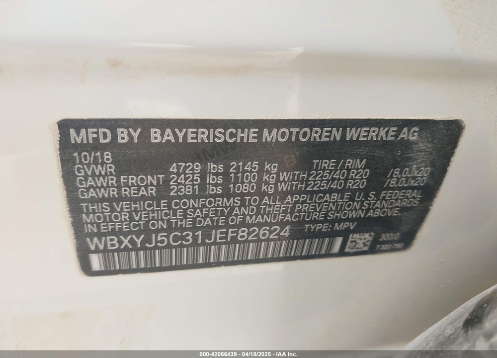 2018 BMW X2 XDRIVE28I VIN: WBXYJ5C31JEF82624
