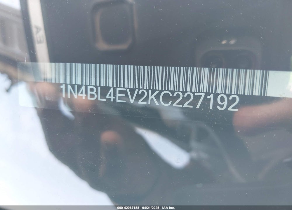 2019 NISSAN ALTIMA VIN: 1N4BL4EV2KC227192