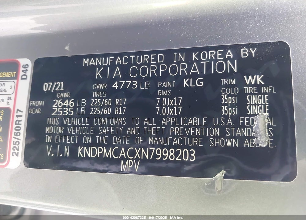 2022 KIA SPORTAGE LX VIN: KNDPMCACXN7998203