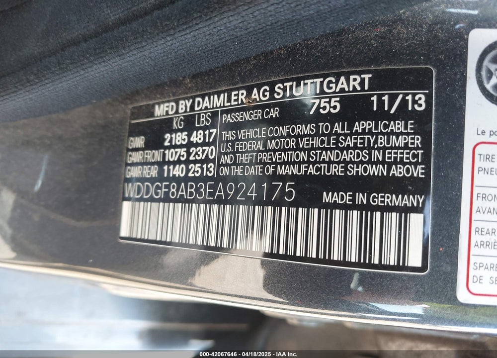 2014 MERCEDES-BENZ C 300 VIN: WDDGF8AB3EA924175
