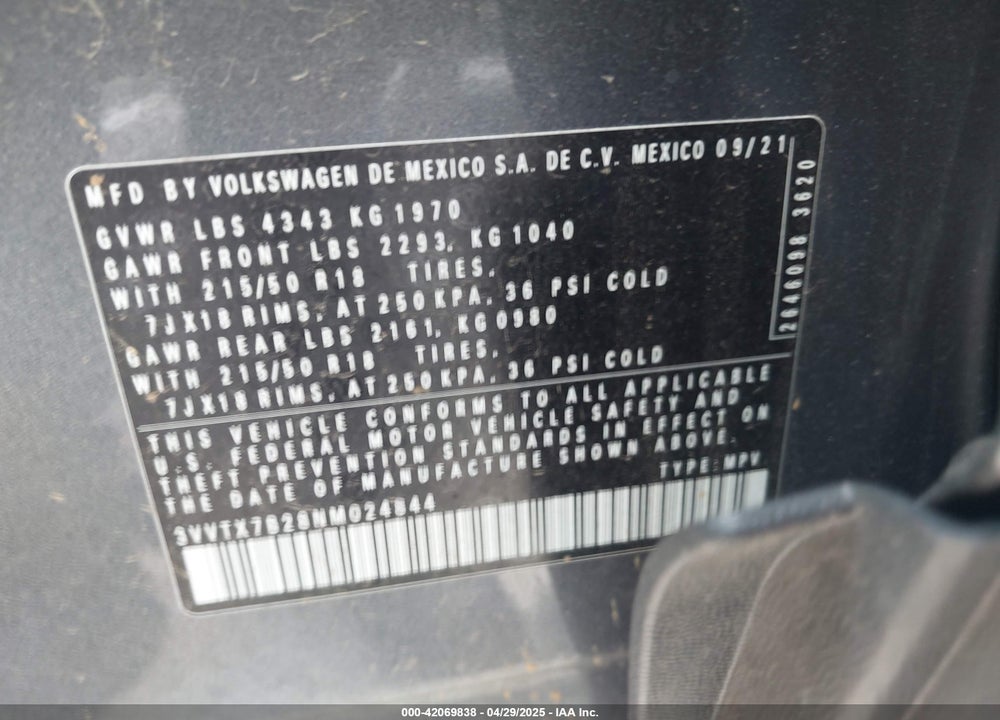 2022 VOLKSWAGEN TAOS 1.5T SE VIN: 3VVTX7B28NM024844