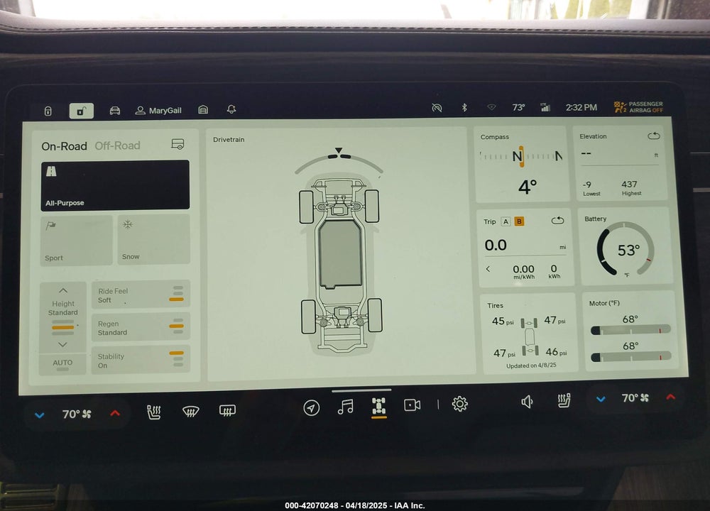 2023 RIVIAN R1T ADVENTURE/ADVENTURE DUAL MOTOR LARGE PACK/ADVENTURE DUAL MOTOR MAX PACK VIN: 7FCTGBAA4PN028189