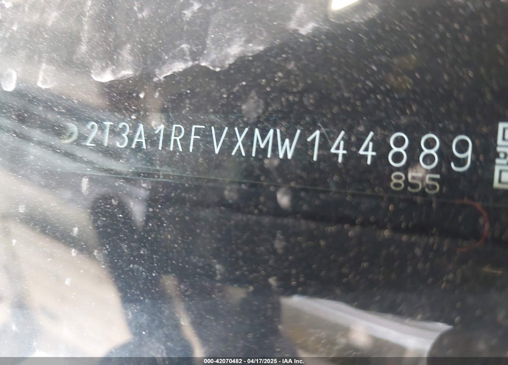 2021 TOYOTA RAV4 VIN: 2T3A1RFVXMW144889