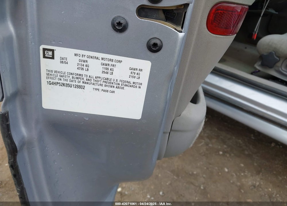 2005 BUICK LESABRE CUSTOM VIN: 1G4HP52K85U128802