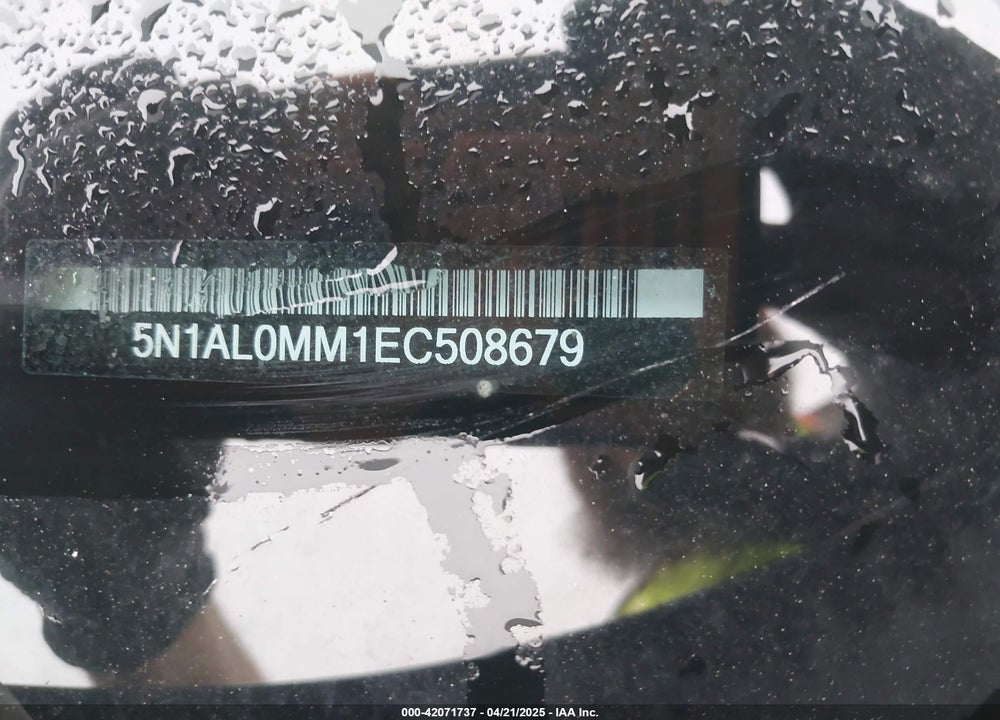 2014 INFINITI QX60 VIN: 5N1AL0MM1EC508679