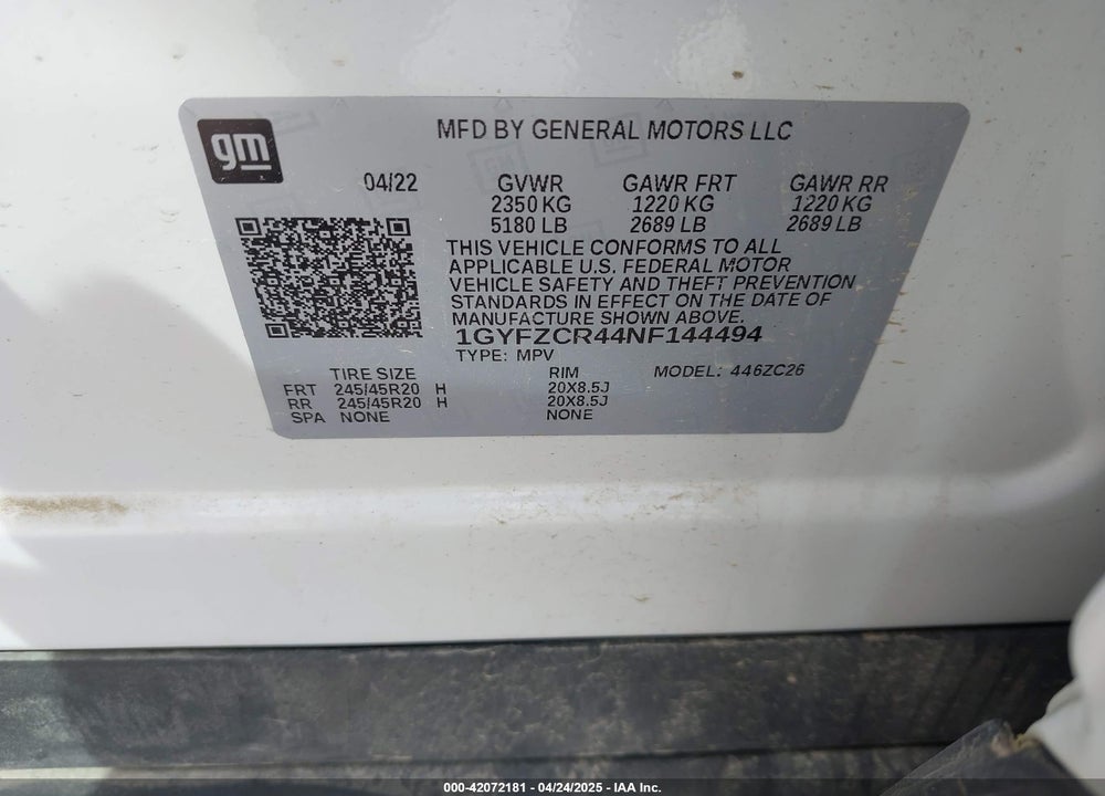2022 CADILLAC XT4 VIN: 1GYFZCR44NF144494