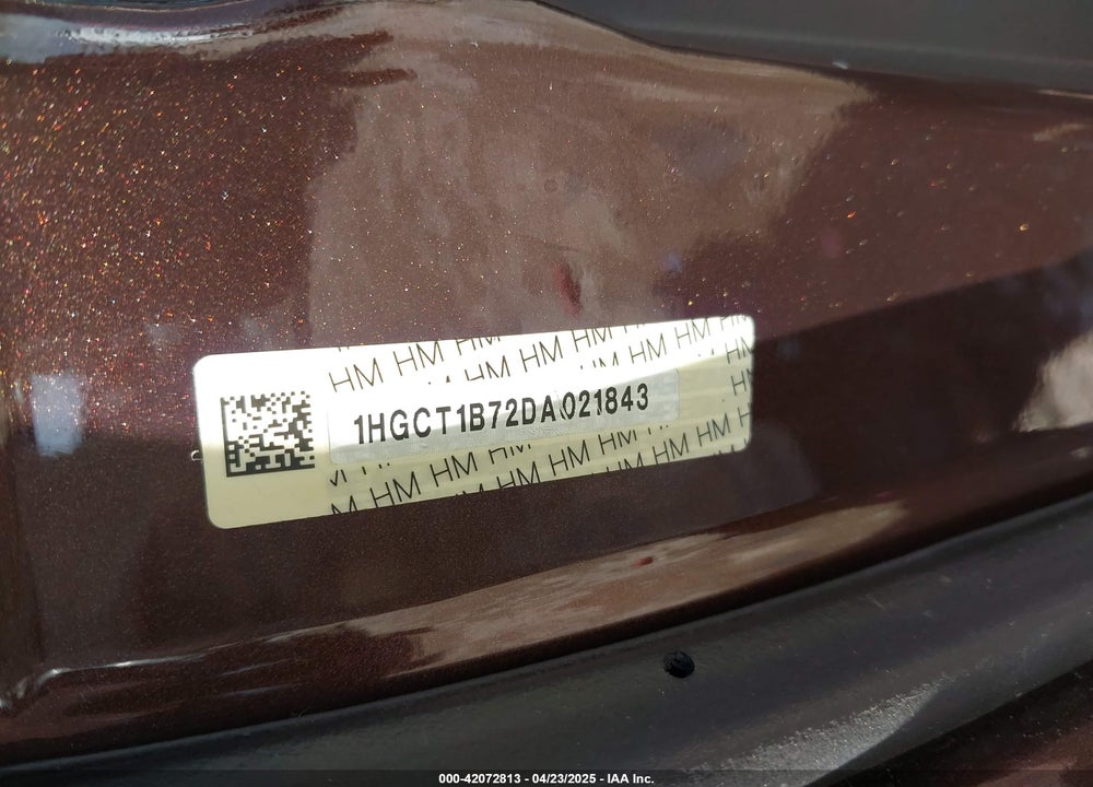 2013 HONDA ACCORD VIN: 1HGCT1B72DA021843