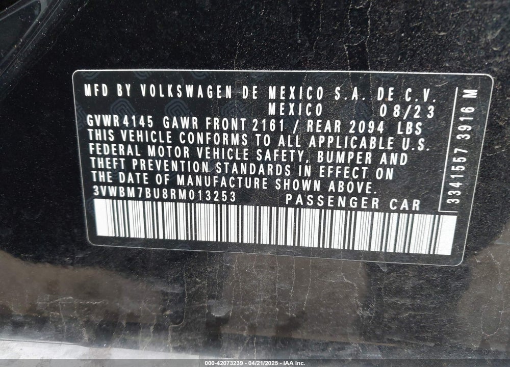 2024 VOLKSWAGEN JETTA 1.5T SPORT VIN: 3VWBM7BU8RM013253