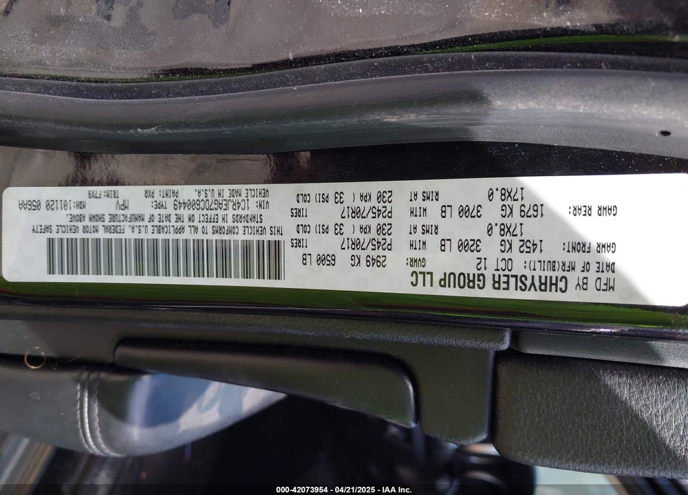 2013 JEEP GRAND CHEROKEE LAREDO VIN: 1C4RJEAG7DC600449