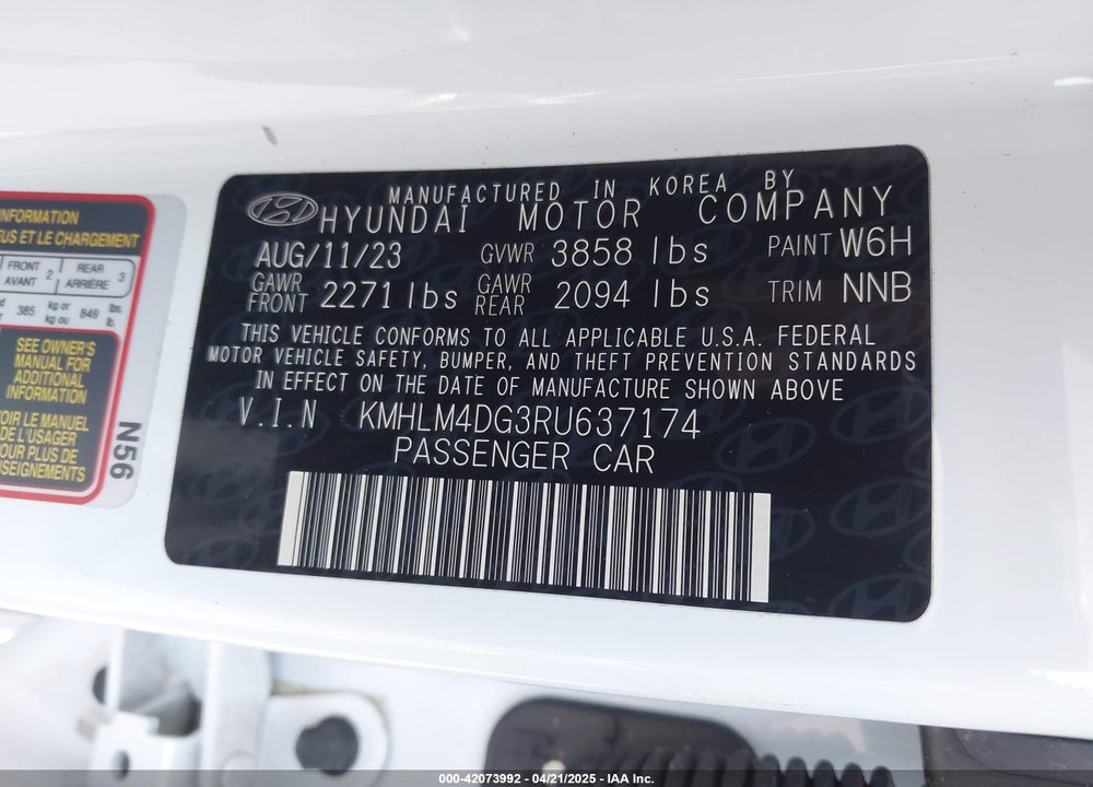 2024 HYUNDAI ELANTRA SEL VIN: KMHLM4DG3RU637174