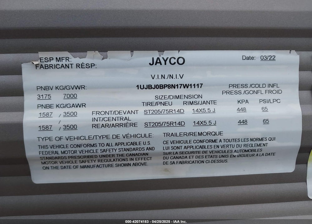 2022 JAYCO JAY FLIGHT SLX 267 BHS VIN: 1UJBJ0BP8N17W1117