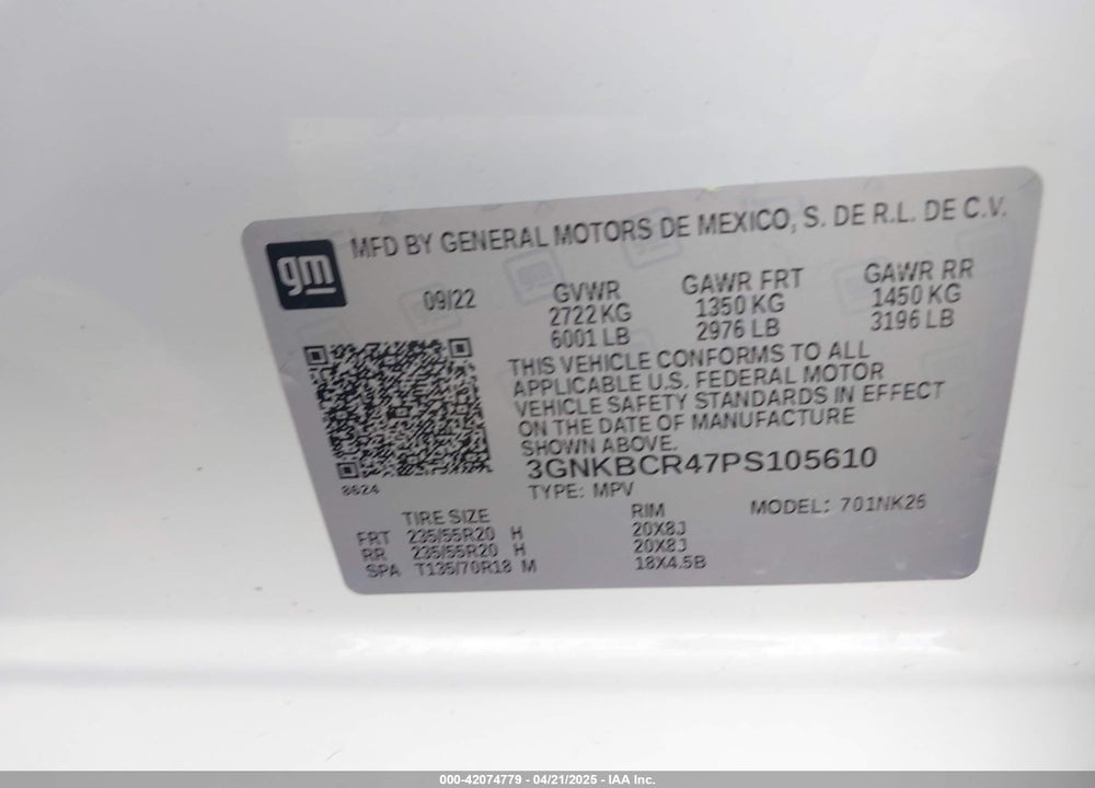 2023 CHEVROLET BLAZER FWD 2LT VIN: 3GNKBCR47PS105610