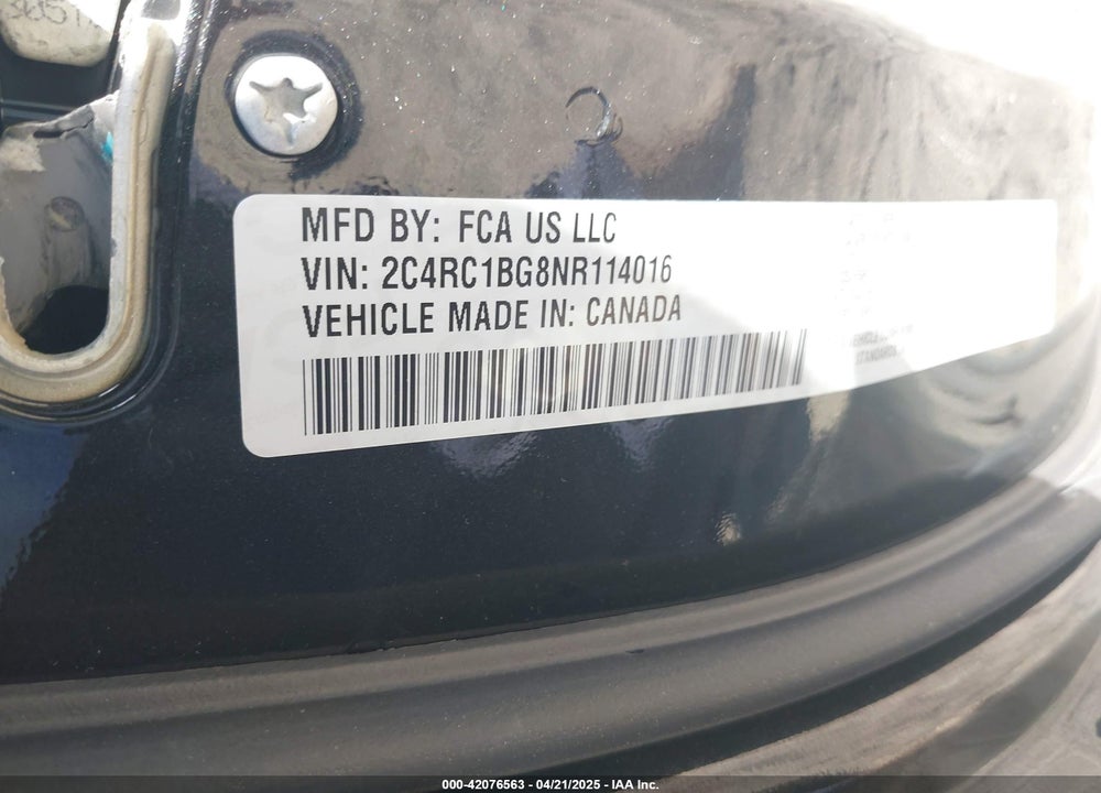 2022 CHRYSLER PACIFICA TOURING L VIN: 2C4RC1BG8NR114016
