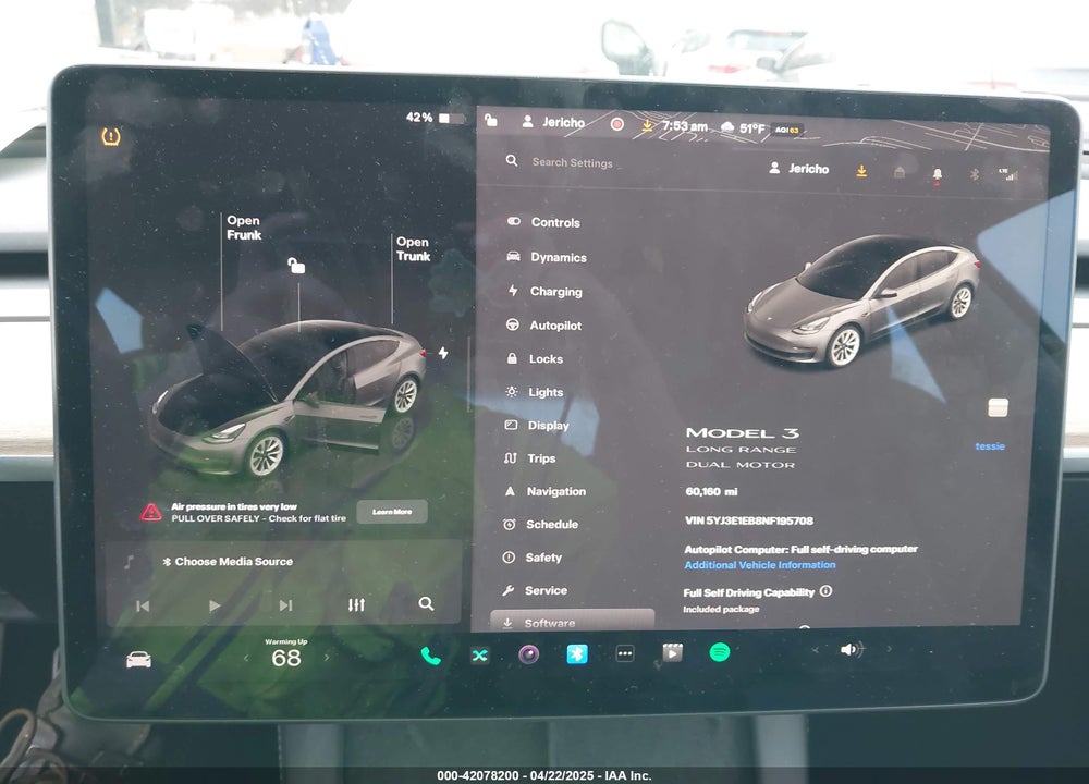 2022 TESLA MODEL 3 LONG RANGE DUAL MOTOR ALL-WHEEL DRIVE VIN: 5YJ3E1EB8NF195708