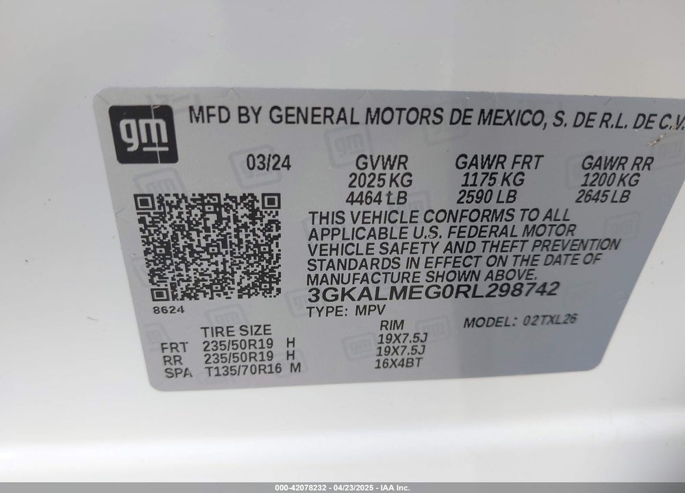 2024 GMC TERRAIN FWD SLE VIN: 3GKALMEG0RL298742