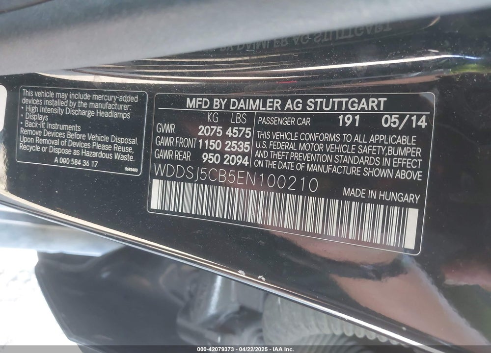2014 MERCEDES-BENZ CLA 45 AMG 4MATIC VIN: WDDSJ5CB5EN100210