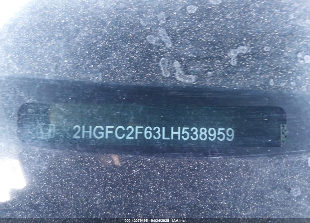 2020 HONDA CIVIC LX VIN: 2HGFC2F63LH538959