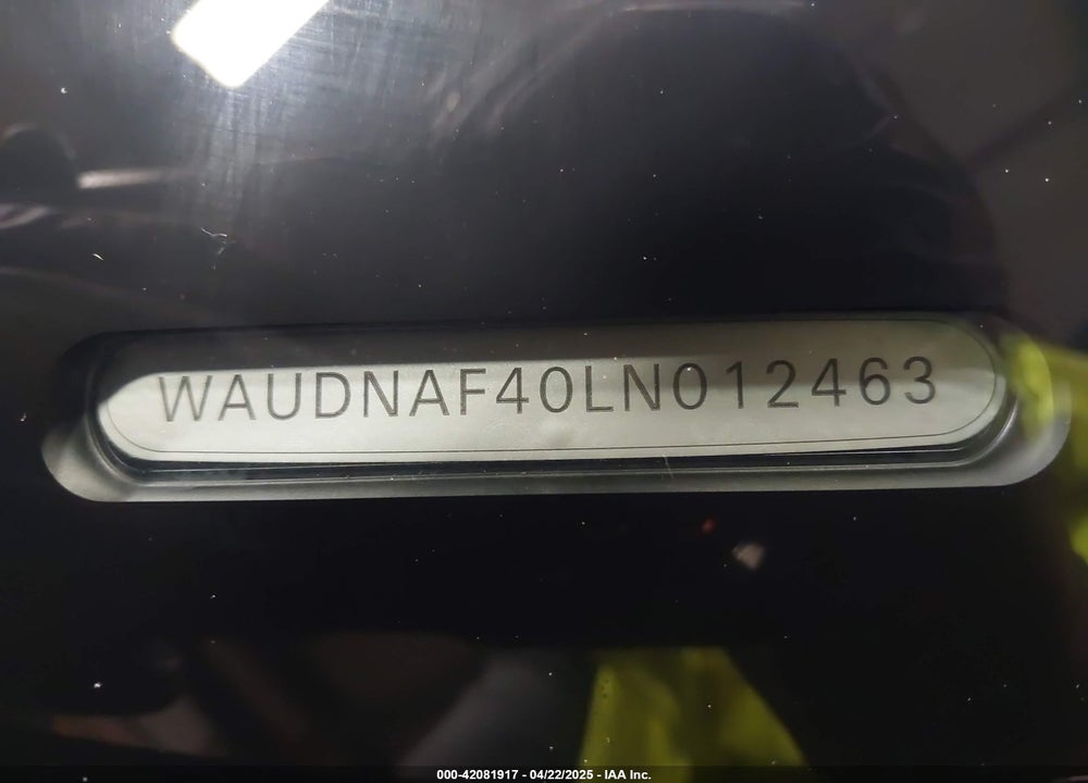2020 AUDI A4 VIN: WAUDNAF40LN012463