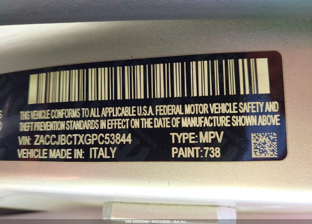 2016 JEEP RENEGADE TRAILHAWK VIN: ZACCJBCTXGPC53844