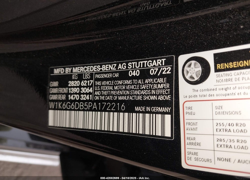 2023 MERCEDES-BENZ S 500 4MATIC VIN: W1K6G6DB5PA172216