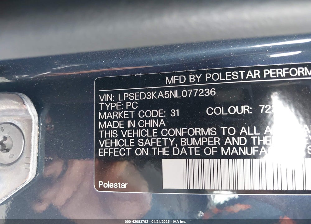 2022 POLESTAR 2 LONG RANGE DUAL MOTOR VIN: LPSED3KA5NL077236
