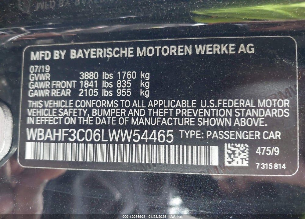 2020 BMW Z4 SDRIVE30I VIN: WBAHF3C06LWW54465