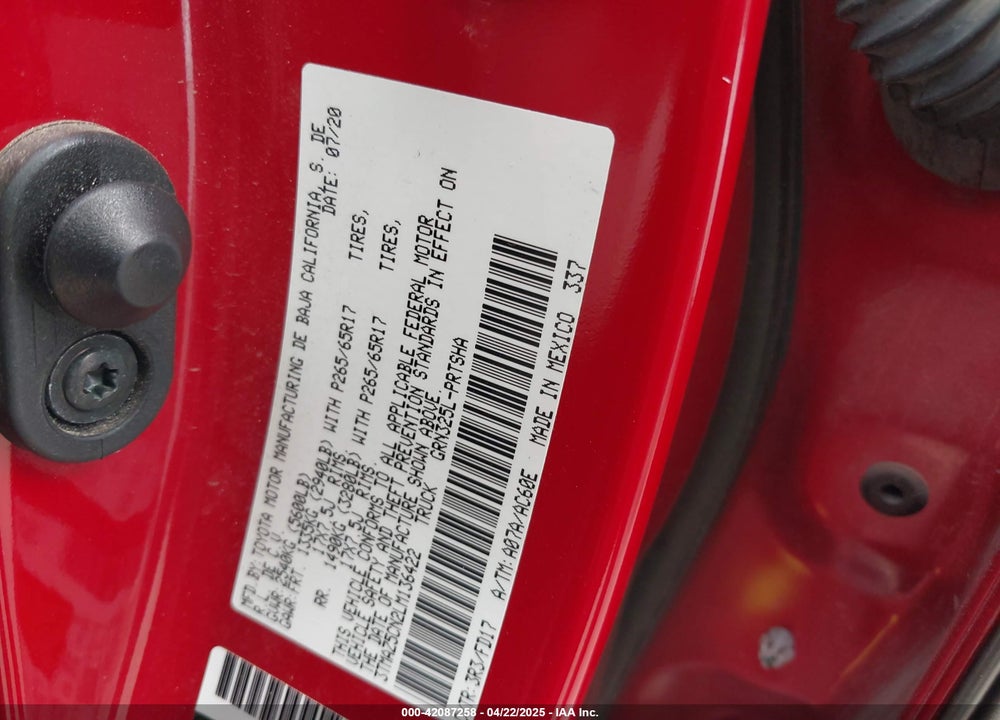 2020 TOYOTA TACOMA VIN: 3TMAZ5CN2LM136422