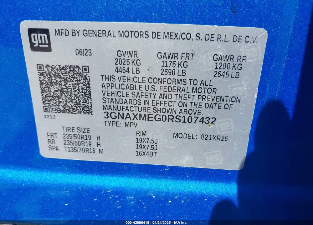 2024 CHEVROLET EQUINOX FWD RS VIN: 3GNAXMEG0RS107432