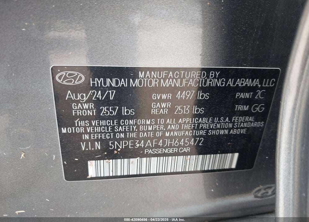 2018 HYUNDAI SONATA LIMITED VIN: 5NPE34AF4JH645472