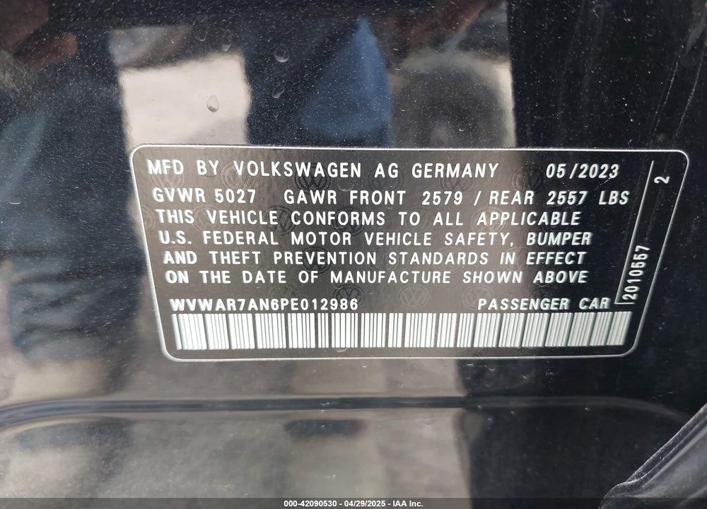 2023 VOLKSWAGEN ARTEON VIN: WVWAR7AN6PE012986