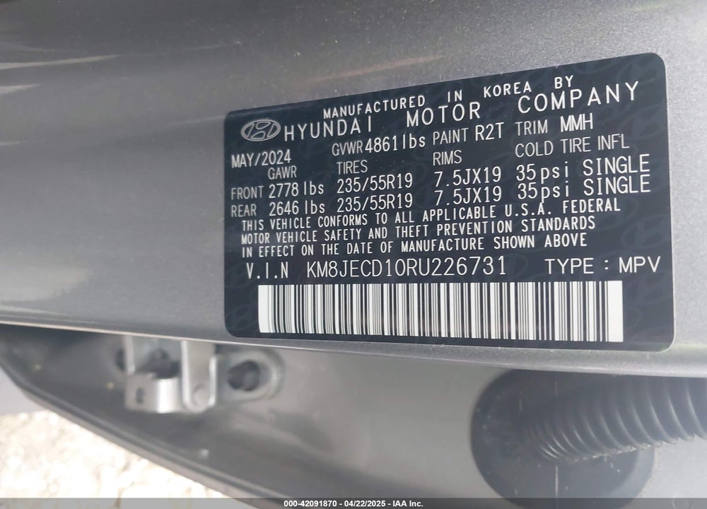 2024 HYUNDAI TUCSON HYBRID VIN: KM8JECD10RU226731
