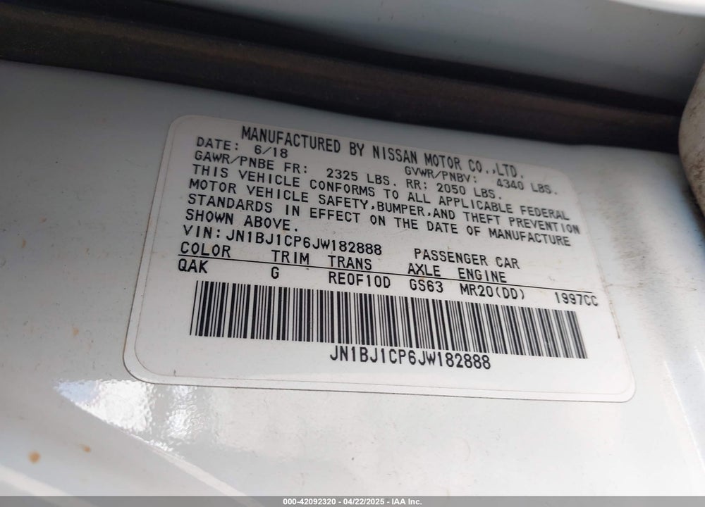 2018 NISSAN ROGUE SPORT S VIN: JN1BJ1CP6JW182888