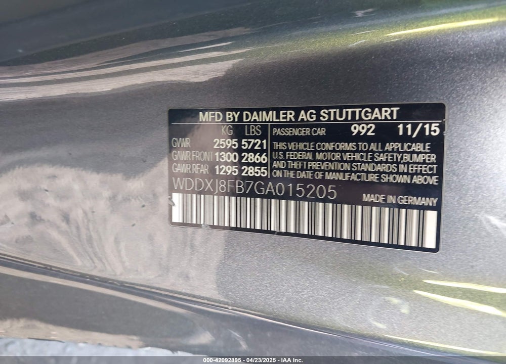 2016 MERCEDES-BENZ S 550 4MATIC VIN: WDDXJ8FB7GA015205