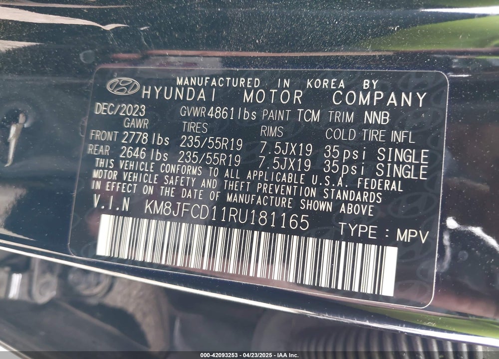 2024 HYUNDAI TUCSON HYBRID VIN: KM8JFCD11RU181165