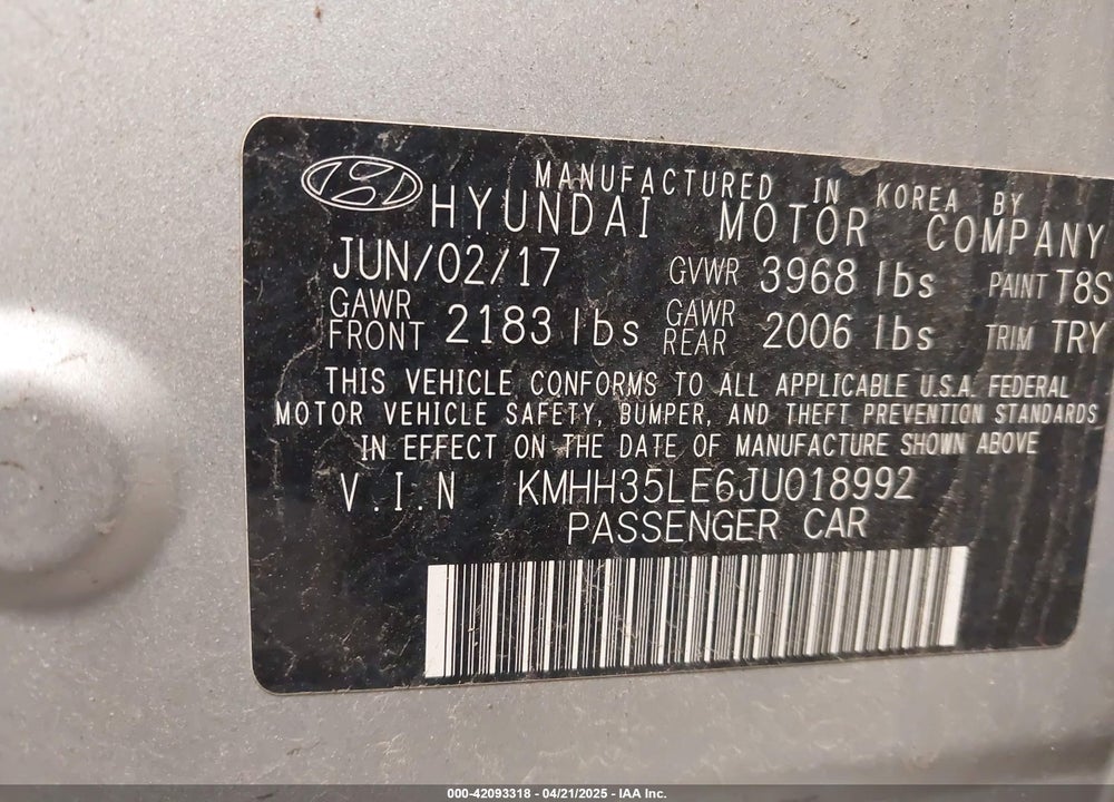 2018 HYUNDAI ELANTRA GT VIN: KMHH35LE6JU018992