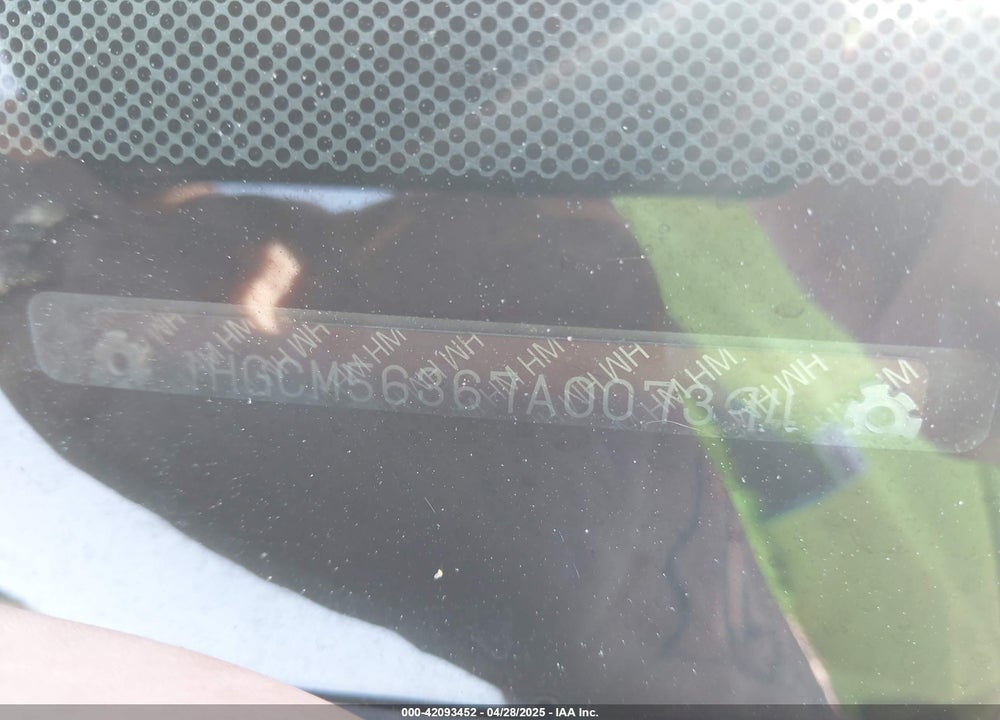2007 HONDA ACCORD VIN: 1HGCM56367A007394