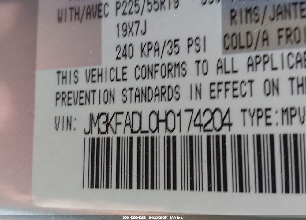 2017 MAZDA CX-5 VIN: JM3KFADL0H0174204