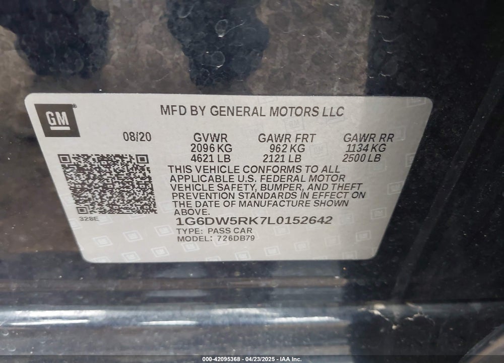 2020 CADILLAC CT5 LUXURY VIN: 1G6DW5RK7L0152642