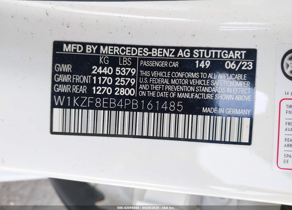 2023 MERCEDES-BENZ E VIN: W1KZF8EB4PB161485